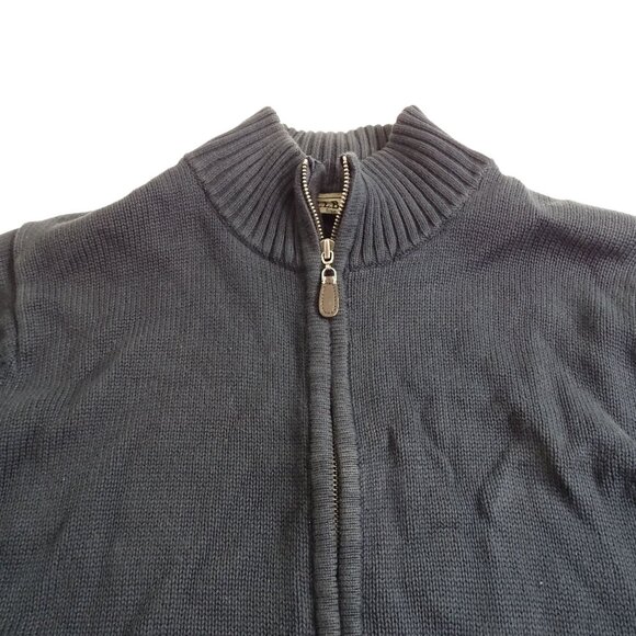 LL Bean Navy Blue Full Zip Cardigan Sweater Men Size L Long Sleeve Casual Work - Picture 3 of 10